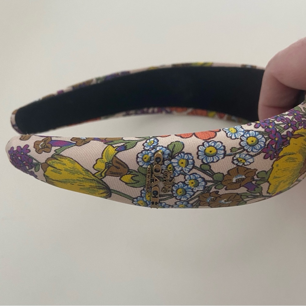 Coach Floral Headband Silk with Gold Crest Detail